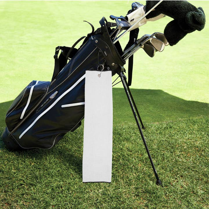 Pro Towels - Wholesale Sports Towel - Tri-Fold Microfiber Waffle Golf Towel: Grommet & Hook1