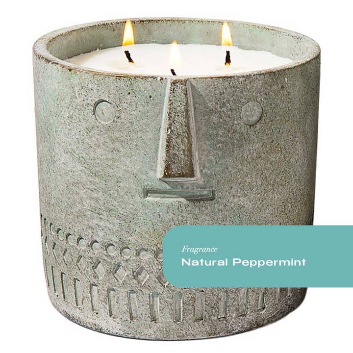 Natural Peppermint Stone Face Candle 27oz for wholesale by Plant Based Candles