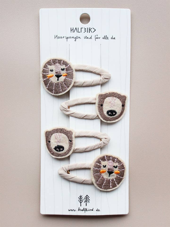 Haarclips met beer en leeuw voor wholesale door Halfbird