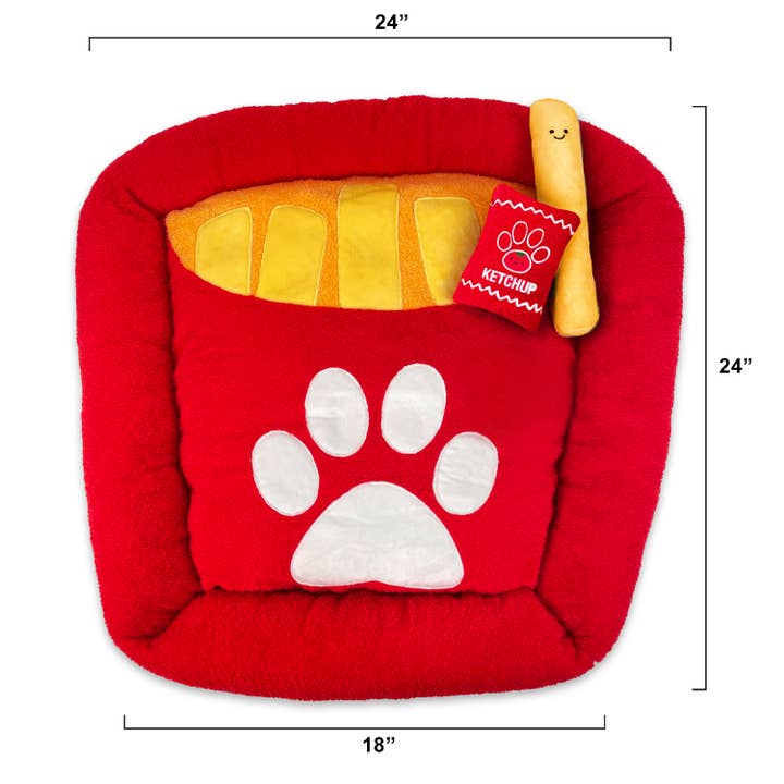 TONBO – wholesale Husdjursbädd – Katt och hund – TONBO hundbädd med fries och ketchup-leksaker2