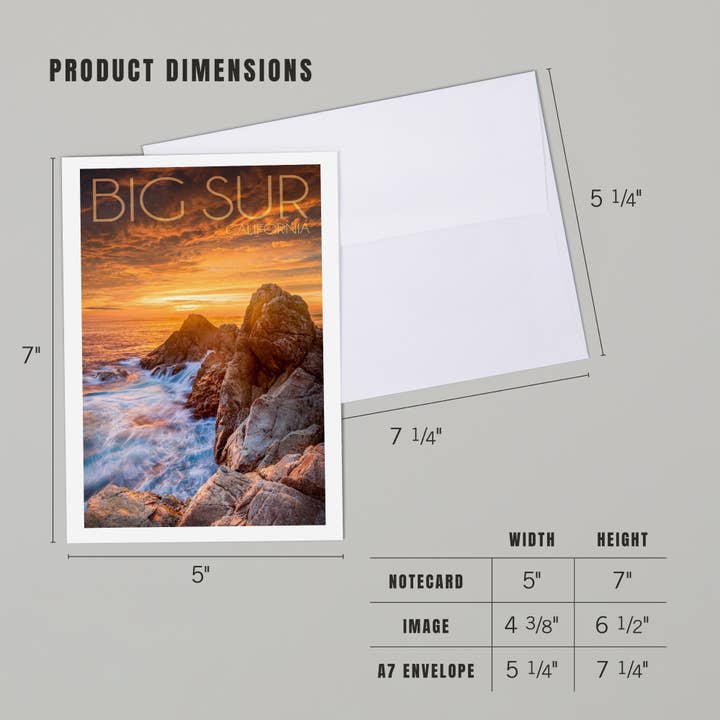 Lantern Press - Wholesale Everyday greeting card - GREETING CARD Big Sur, California, Rocks & Sunset4