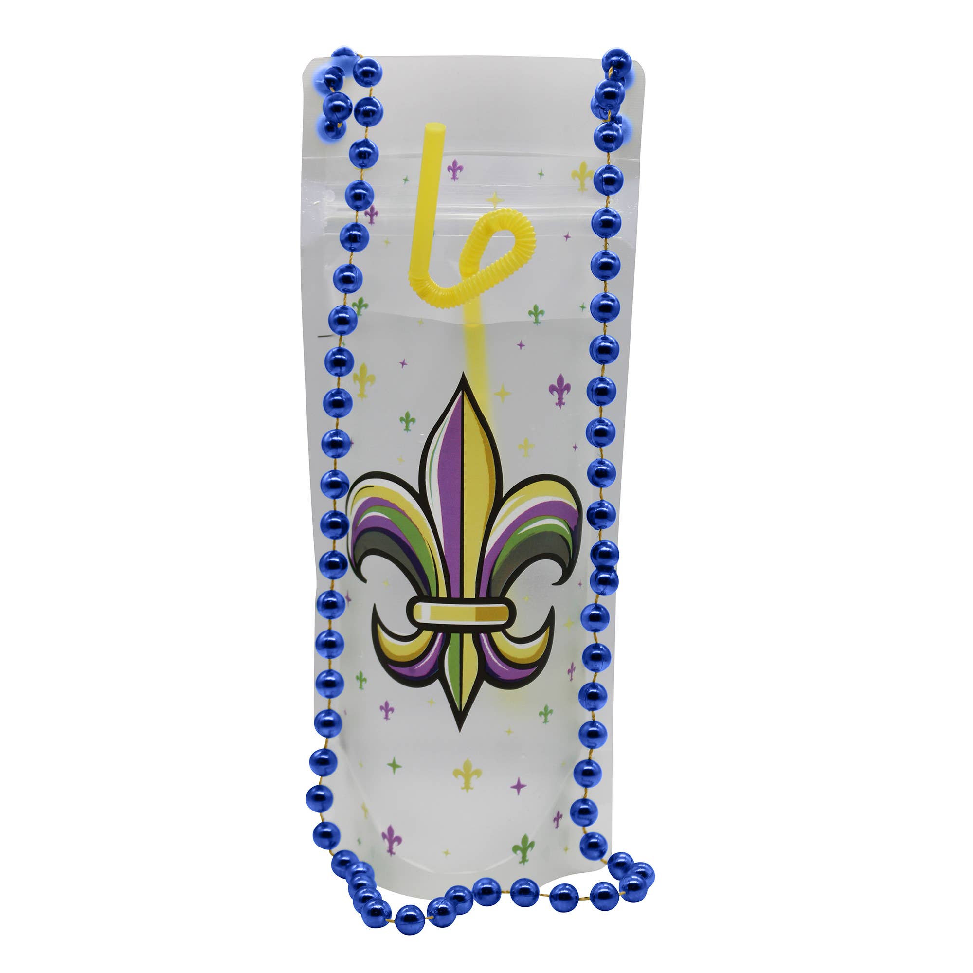 NeckSip – wholesale Party gift – FLEUR-DE-LIS Mardi Gras Wearable Drink Pouches (16oz | 2-pk)2