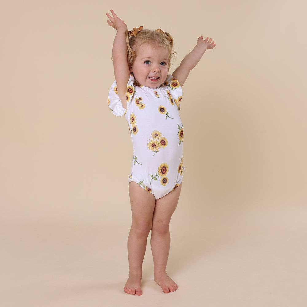 Snuggle Hunny - Wholesale Rompertje - Baby - Zonnebloem biologische bodysuit met korte mouwen en ruches7