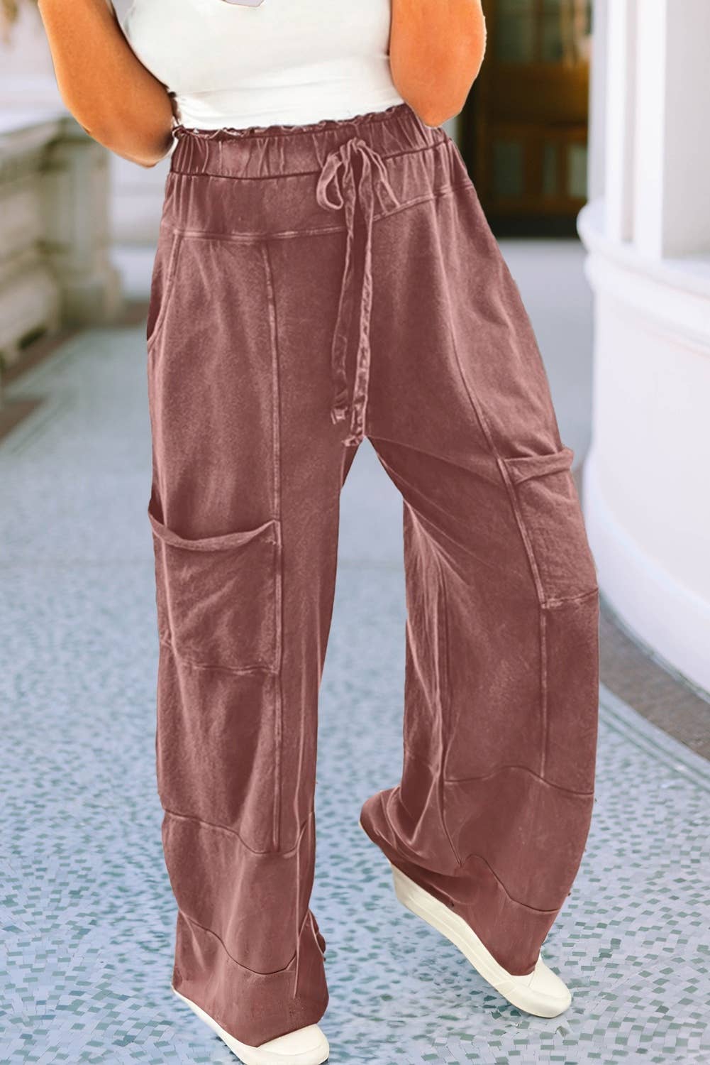 Little Daisy Closet - Wholesale Pants - Women's -  LDC Mineral Wash Lace-up High Waist Raw Hem Patched Pants9