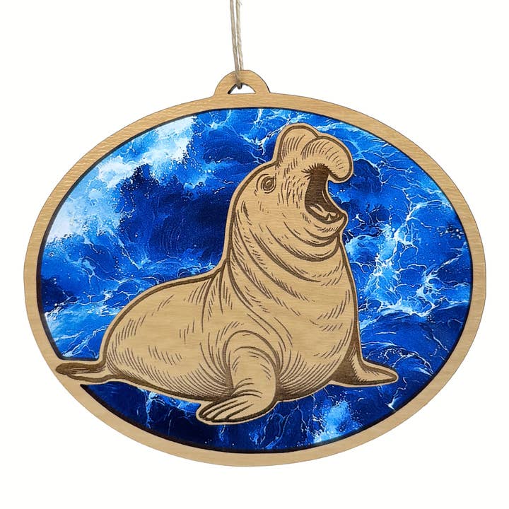 Art by Sharell - Vente Objets de décoration - Ornement de phoque éléphant, ornement d'animal océanique0