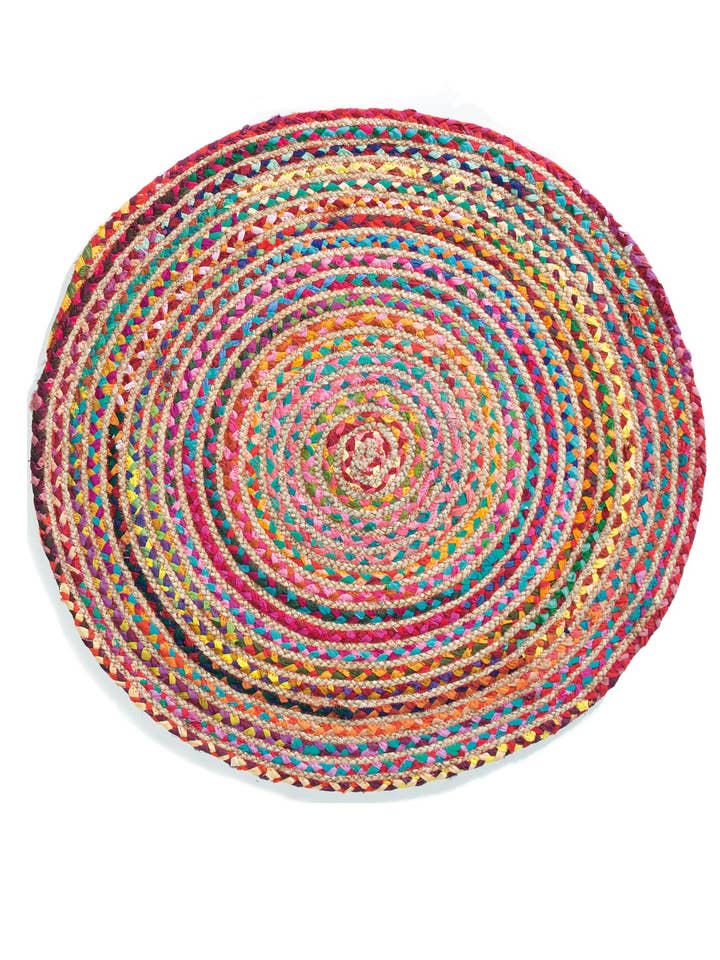 Tappeto rotondo intrecciato in cotone/juta multicolore 90 cm per la vendita all'ingrosso da parte di Namaste