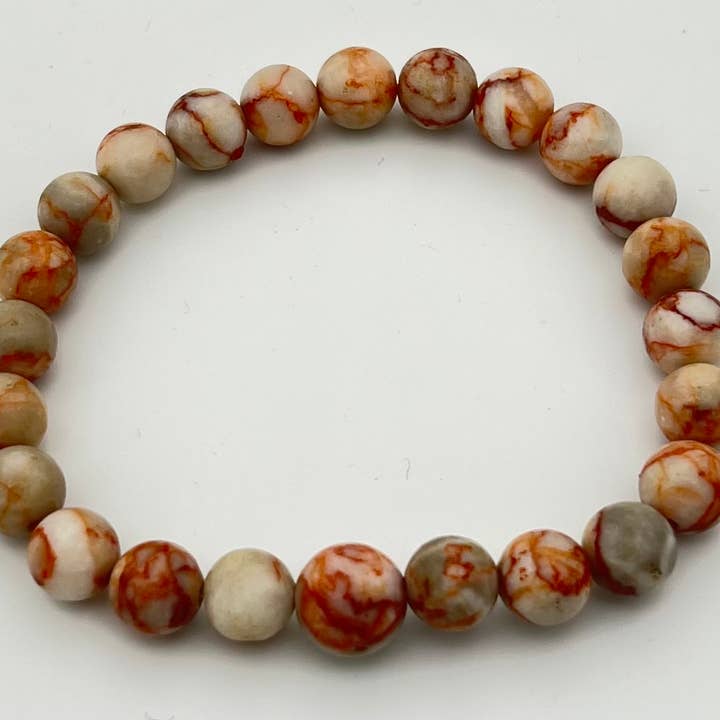 Röd Nätverk Jasper Pärlstav Armband - Handled Mala - 8mm för wholesale av Namu Baru Inc.