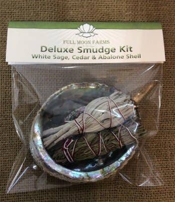 Full Moon Farms, LLC - Wholesale Sage Bundle - Deluxe Smudge Kit - White Sage with Cedar and Abalone Shell
