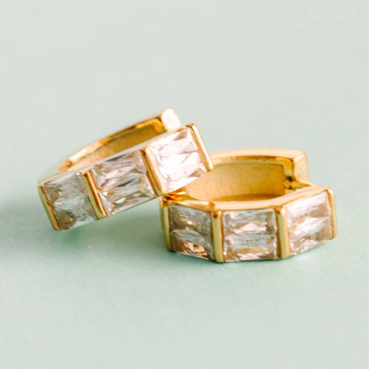 Triple Baguette Huggies for wholesale by Pierced Co