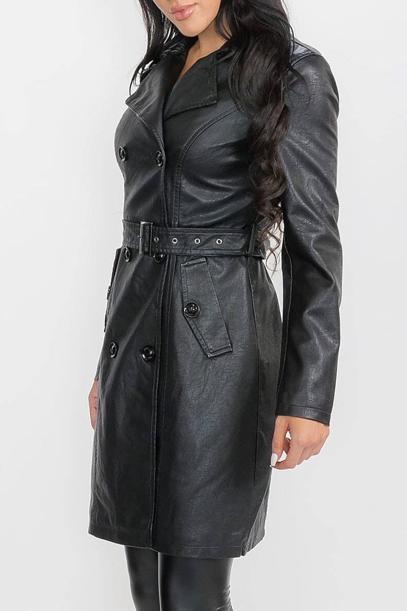 ROUSSEAU – wholesale Motorcykeljacka - Dam – PU LÄDERIMITATION KNAPPSTÄNGNING DRAPERAD HALSJACKA0