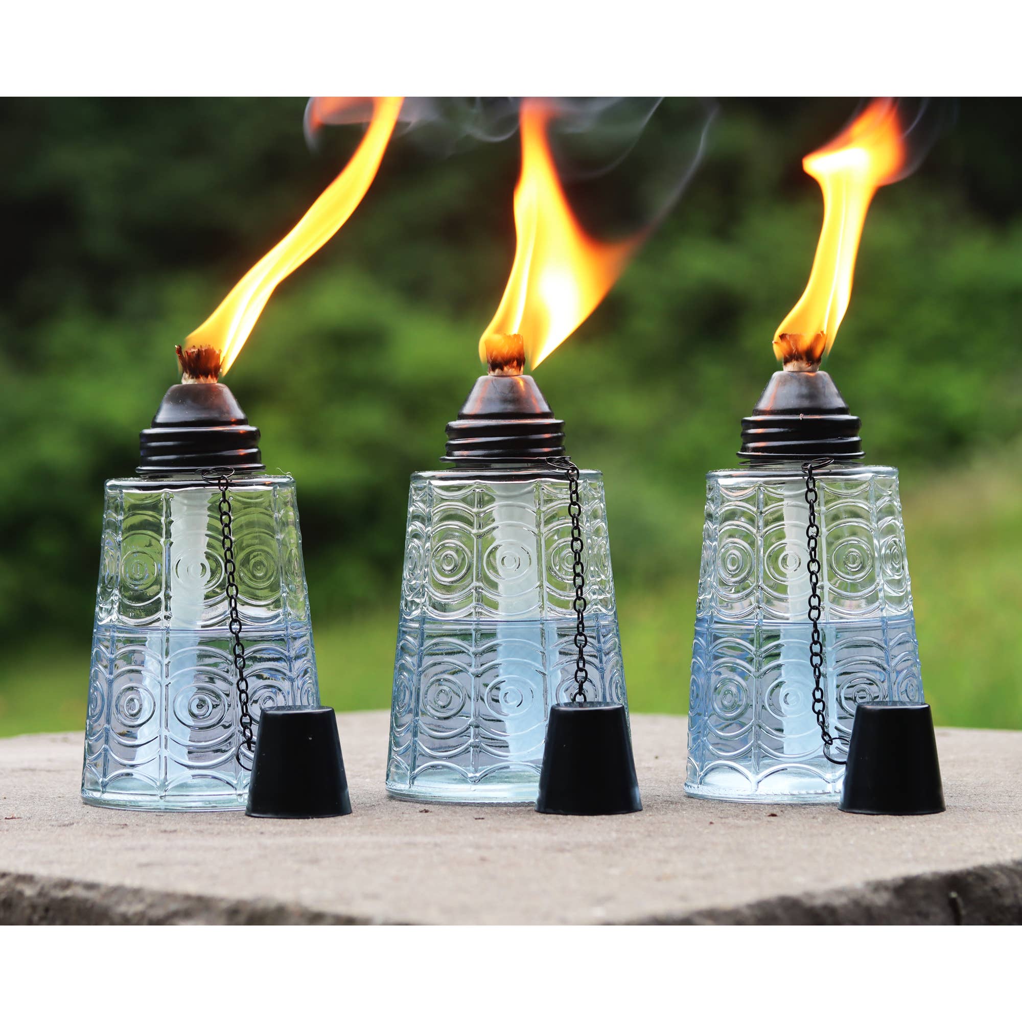 WholesaleMart - Wholesale Outdoor Candle - 3pc Table Top Citronella Tiki Torches, Clear0