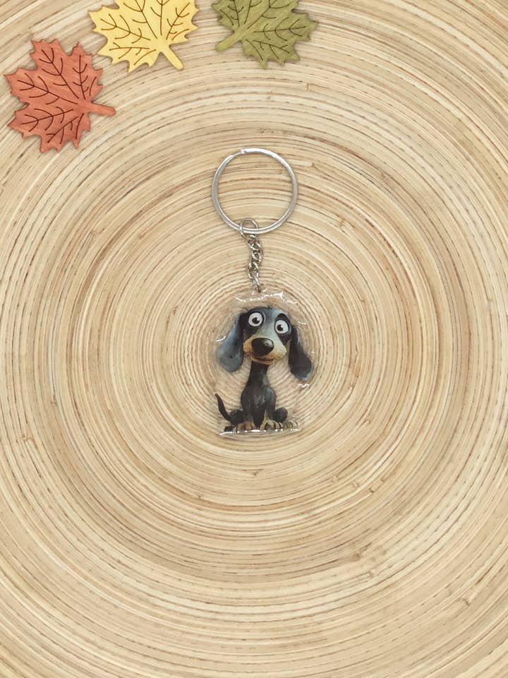 chaveiro acrílico com dachshund por atacado de Karinamente