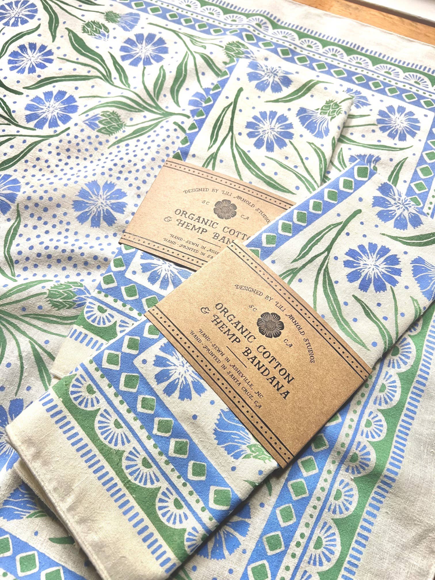 Lili Arnold - Wholesale Bandana - Women's - Organic Cotton + Hemp Bandana - Cornflower4