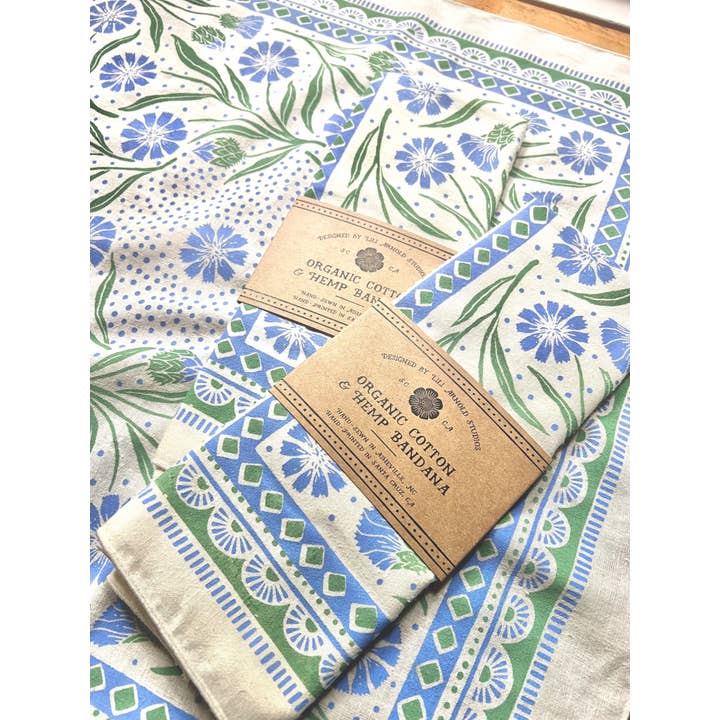 Lili Arnold - Wholesale Bandana - Women's - Organic Cotton + Hemp Bandana - Cornflower4