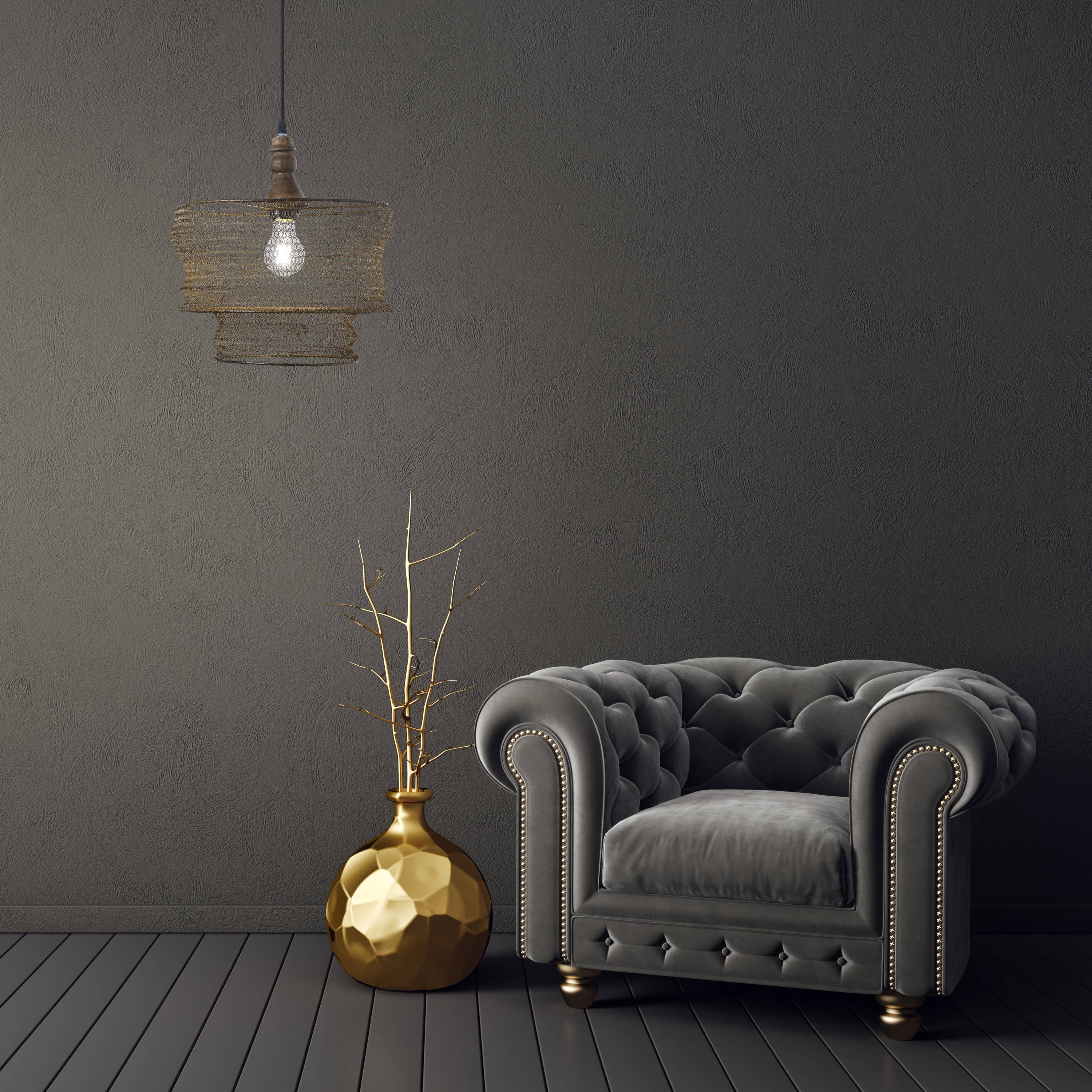 River of Goods - Wholesale Chandelier/Hanging Light - 12"W Bronze-Finish Metal and Wood Hanging Pendant Light3