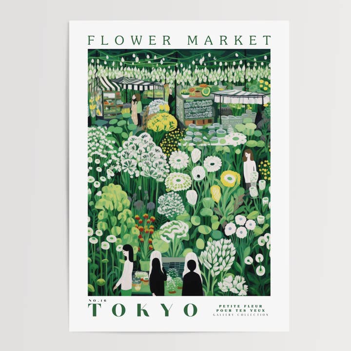 Poster op de bloemenmarkt van Tokio voor wholesale door Enchanted Sights