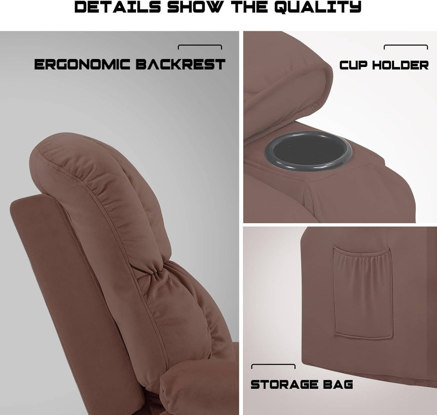 Brown Heated Massage Recliner With Ergonomic Support for wholesale on Faire3