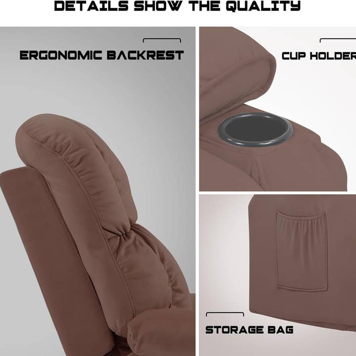 Brown Heated Massage Recliner With Ergonomic Support for wholesale on Faire3