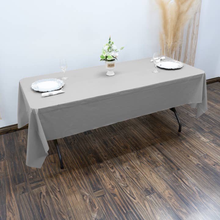 Rectangle Plastic Table Covers 12pc/pack - Silver for wholesale on Faire5