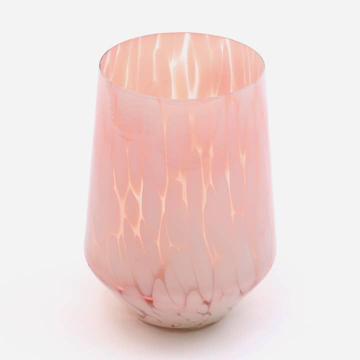 ExpoBazaar - Wholesale Vase - White Splutter Hurricane Glass Vase - Ruby