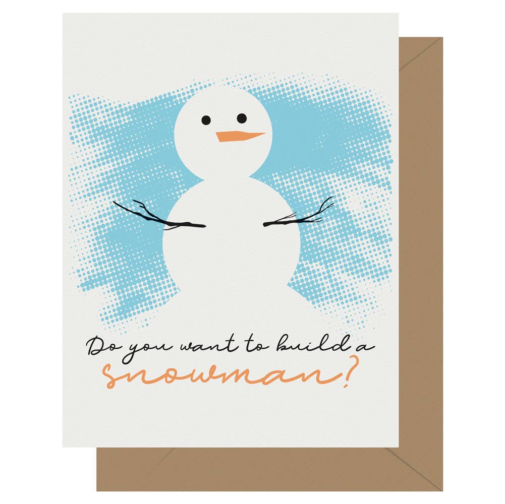 Letterpress Jess - Wholesale Christmas Card - Holiday Want to Build a Snowman? Letterpress Card0