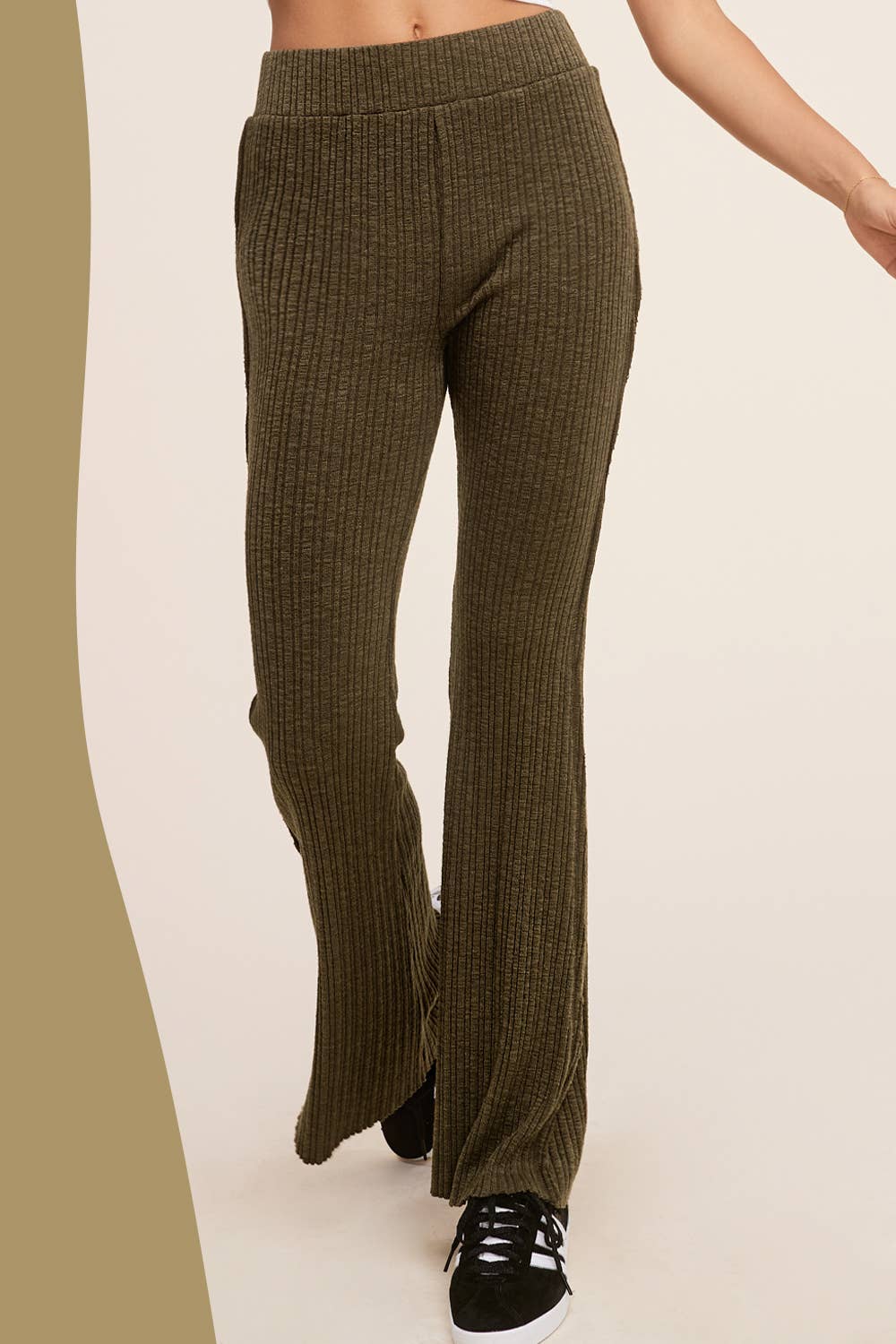 La Miel - Wholesale Lounge Sweatpants/Joggers - Women's - JAP4174-Basic Ribbed Fitted Silhouette Loungewear Pants1