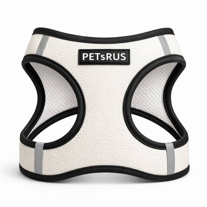 Step-In Dog Harness, Not Quilted Vegan Leather, White Black for wholesale by PETsRUS