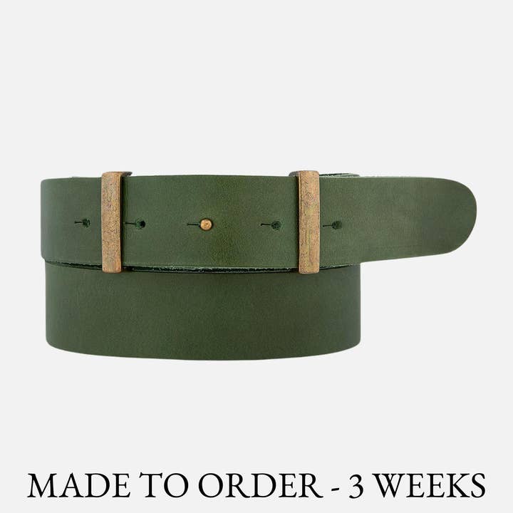 Amsterdam Heritage Leather Belts, Bags, Jackets & Apparel - Wholesale Belt - Women's - MADE TO ORDER Jip | Gold Buckleless Leather Belt Women
