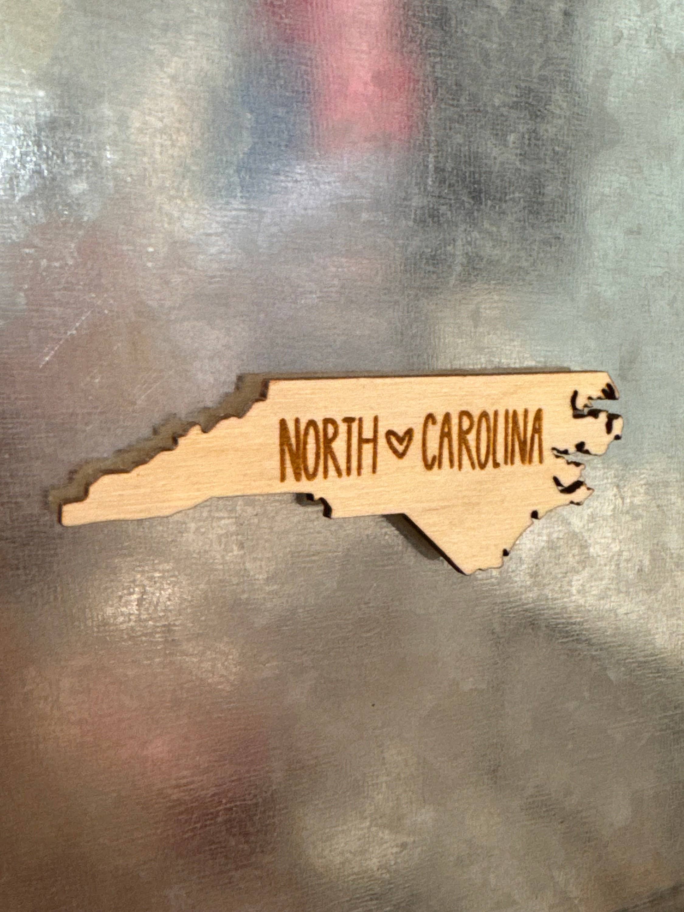 Positively North Carolina - Wholesale Magnet - North Carolina Wooden Engraved State Magnet Souvenir#16
