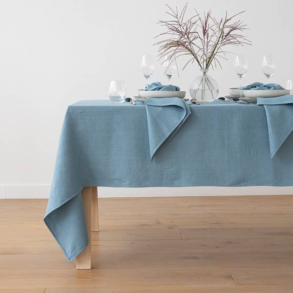 LinenMe - Wholesale Tablecloth - Linen Tablecloth Stone Blue Lara0