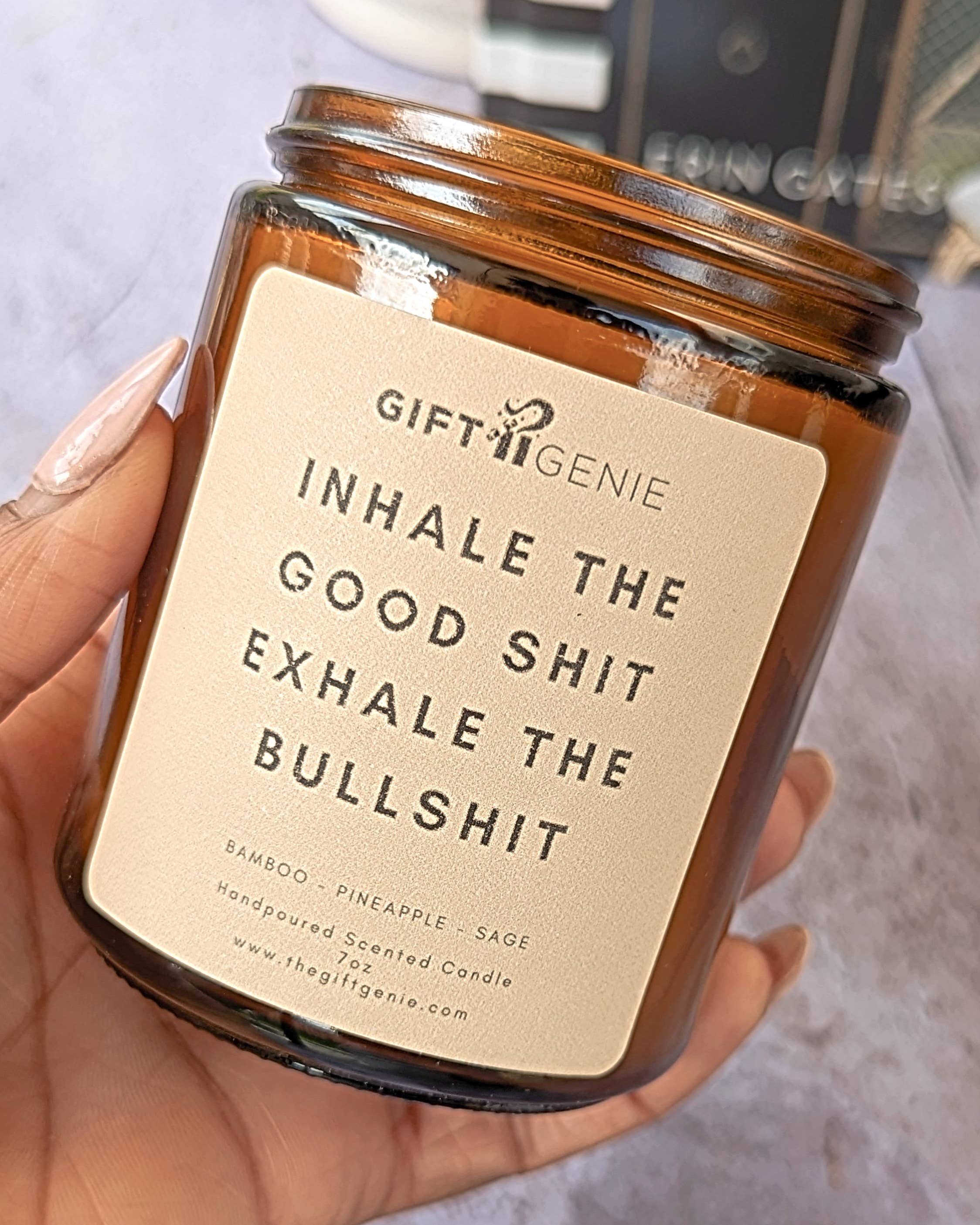 The Gift Genie LLC - Wholesale Jar/Filled Candle - Inhale The Good Shit, Exhale The Bullshit - Candle