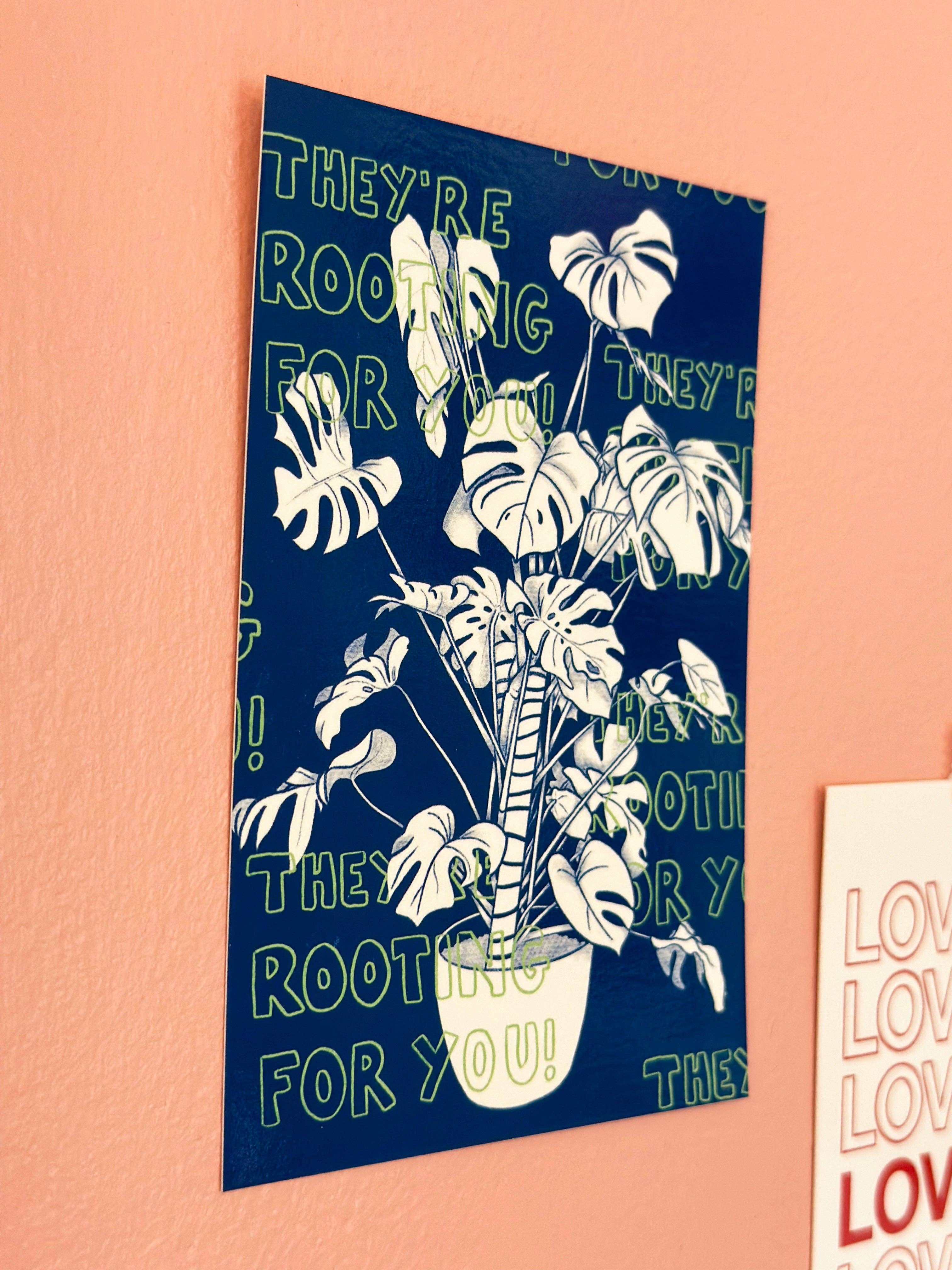 lu bremer design - Wholesale Art Print - they're rooting for you mini art print - 4x6 postcard size5