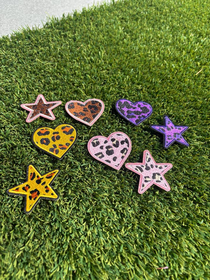 Trendy Glitter Luipaard Hart en Ster Patch voor wholesale door Eric Hill Designs, LLC