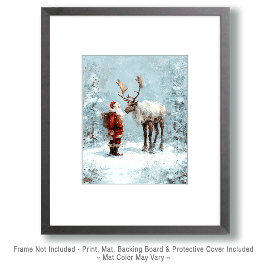 Mowbi - Wholesale Christmas Wall Art - Santa Claus Reindeer Discussion Christmas Art Print - 8"x10" Artwork1