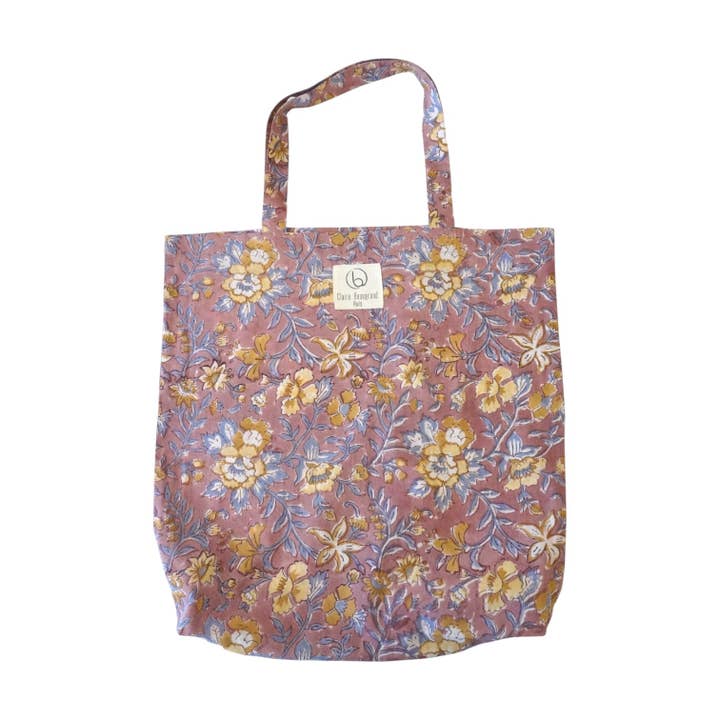 Floral printed cotton tote bag No. 131 for wholesale by Claire Beaugrand