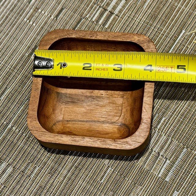 India Handicrafts Inc - Wholesale Condiment/Dip Bowl - Rounded Square Wooden Nut/Dip Bowl3