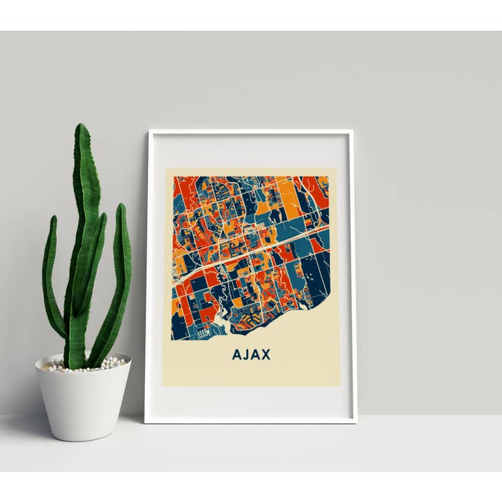 Impressão de mapa Ajax prussiano de 11 “x 14" - estilo Chroma por atacado de ILIKEMAPS