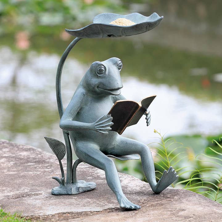 Mangeoire pour oiseaux Reading Frog avec l pour la vente par SPI Home