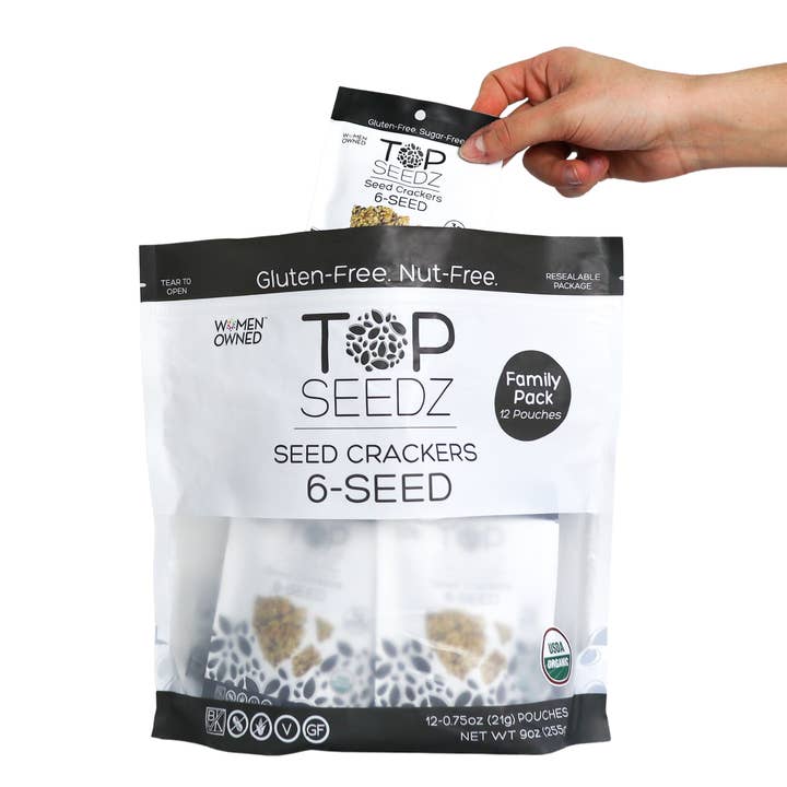 6-Seed Crackers Family Pack - 9oz Pouch - Four Per Case for wholesale by Top Seedz