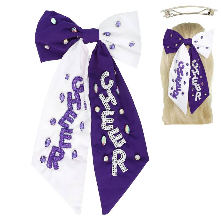 SP Sophia Collection - Wholesale Hair Bow - Women's - Game Day Cheer Embroidered Bow Barrette Hair Clip