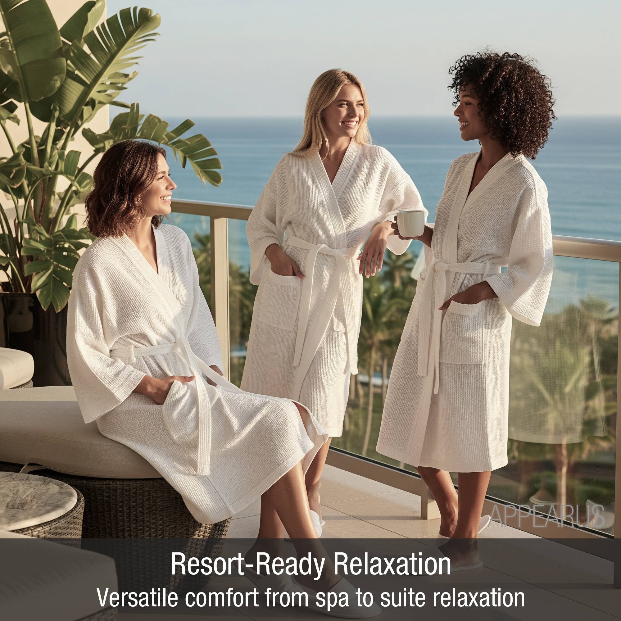 Appearus Products Corp. – Großhandel Bademantel – Unisex – Puffy Waffel Kimono Spa Bademantel - Unisex Baumwoll/Polyester-Mischung2