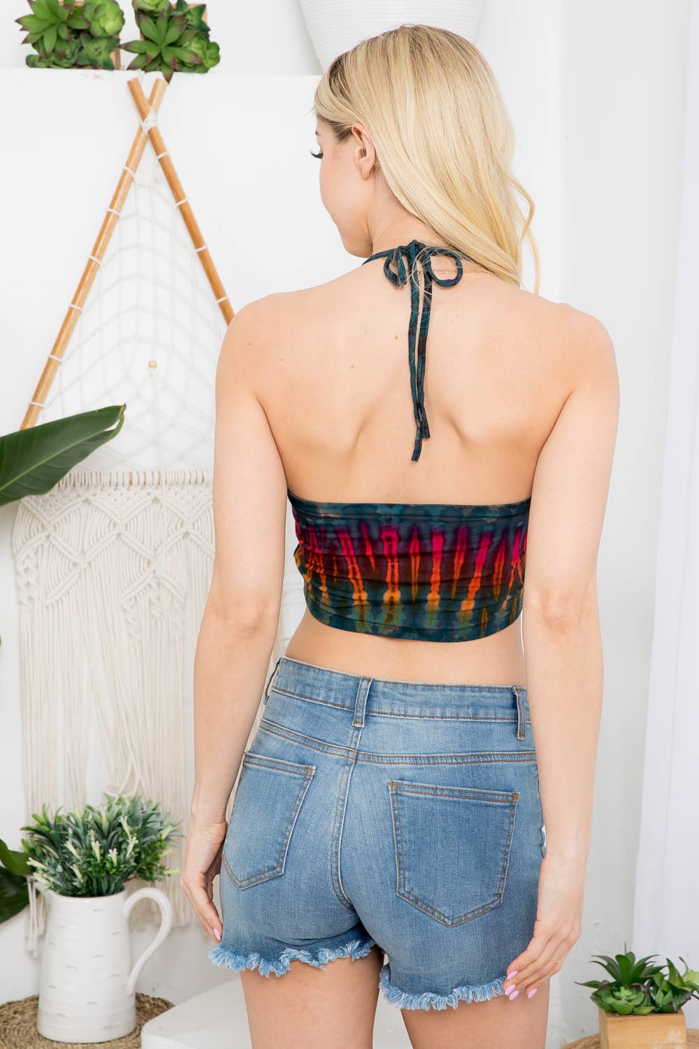 Kathmandu Imports - Wholesale Knit Top - Women's - Tie-dye Halter Crop Tops (TH-1597)2