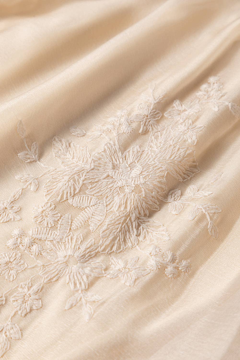 Oatmeal Embroidered Mesh Overlay Flowy Long Skirt for wholesale on Faire11