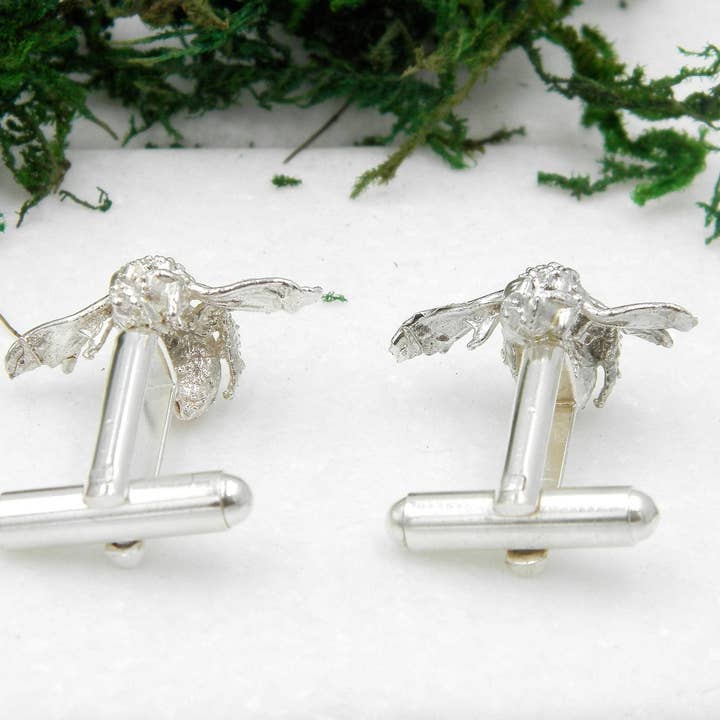 Mother Nature Jewelry – wholesale Cufflinks – Bee cufflinks,Silver Cuff links, Suit Accessories