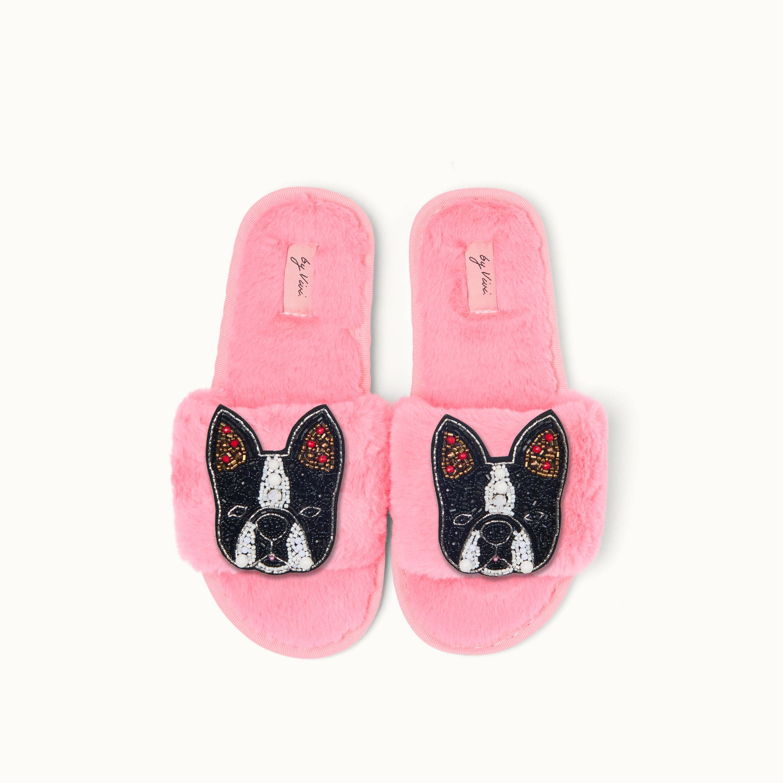 by Vivi. – Großhandel Hausschuhe – Damen – Broschenpaar für Slipper: Bulldogge7