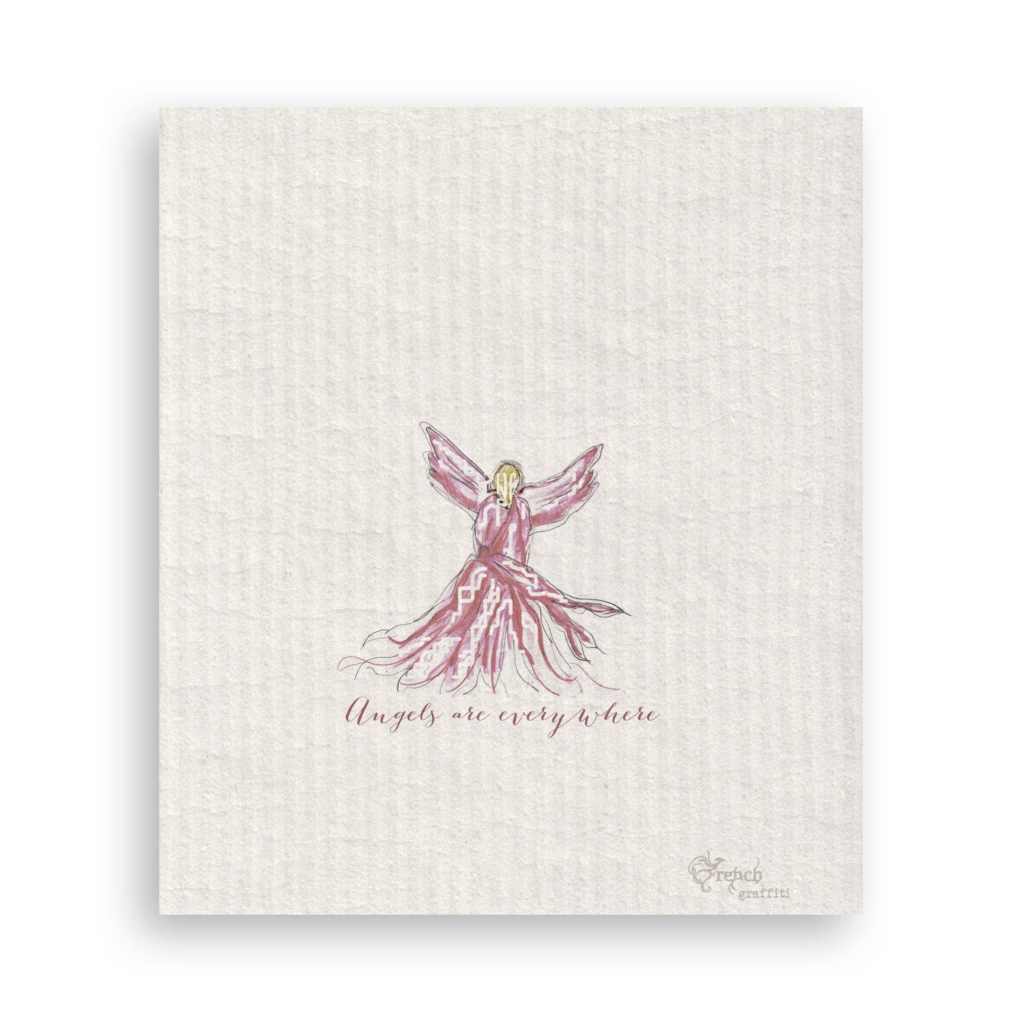 French Graffiti – Engroshandel Viskestykke – Pink Whispy Engel med Engle Er Overalt16