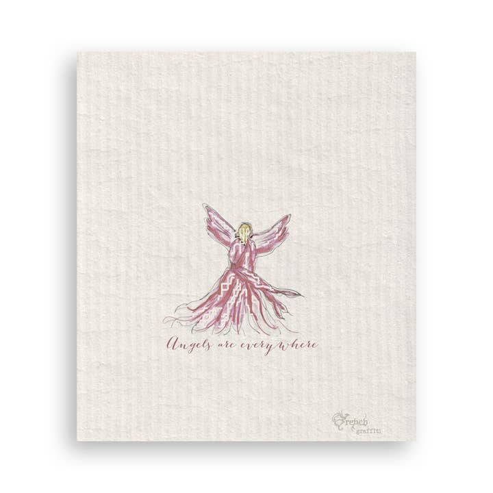 French Graffiti – Engroshandel Viskestykke – Pink Whispy Engel med Engle Er Overalt16