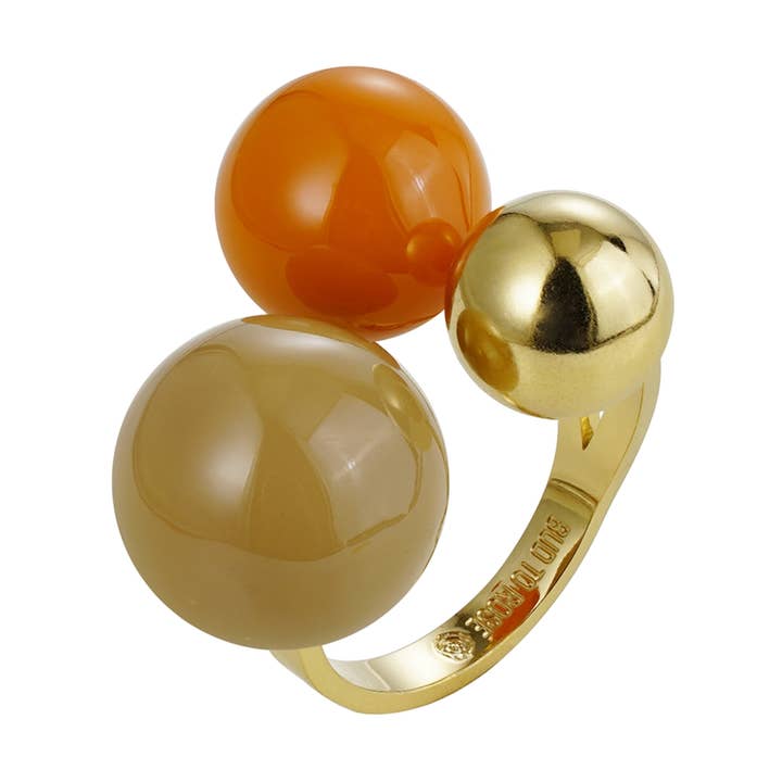 Anello grande smaltato Brea arancione bruciato/oro per la vendita all'ingrosso da parte di Bud To Rose