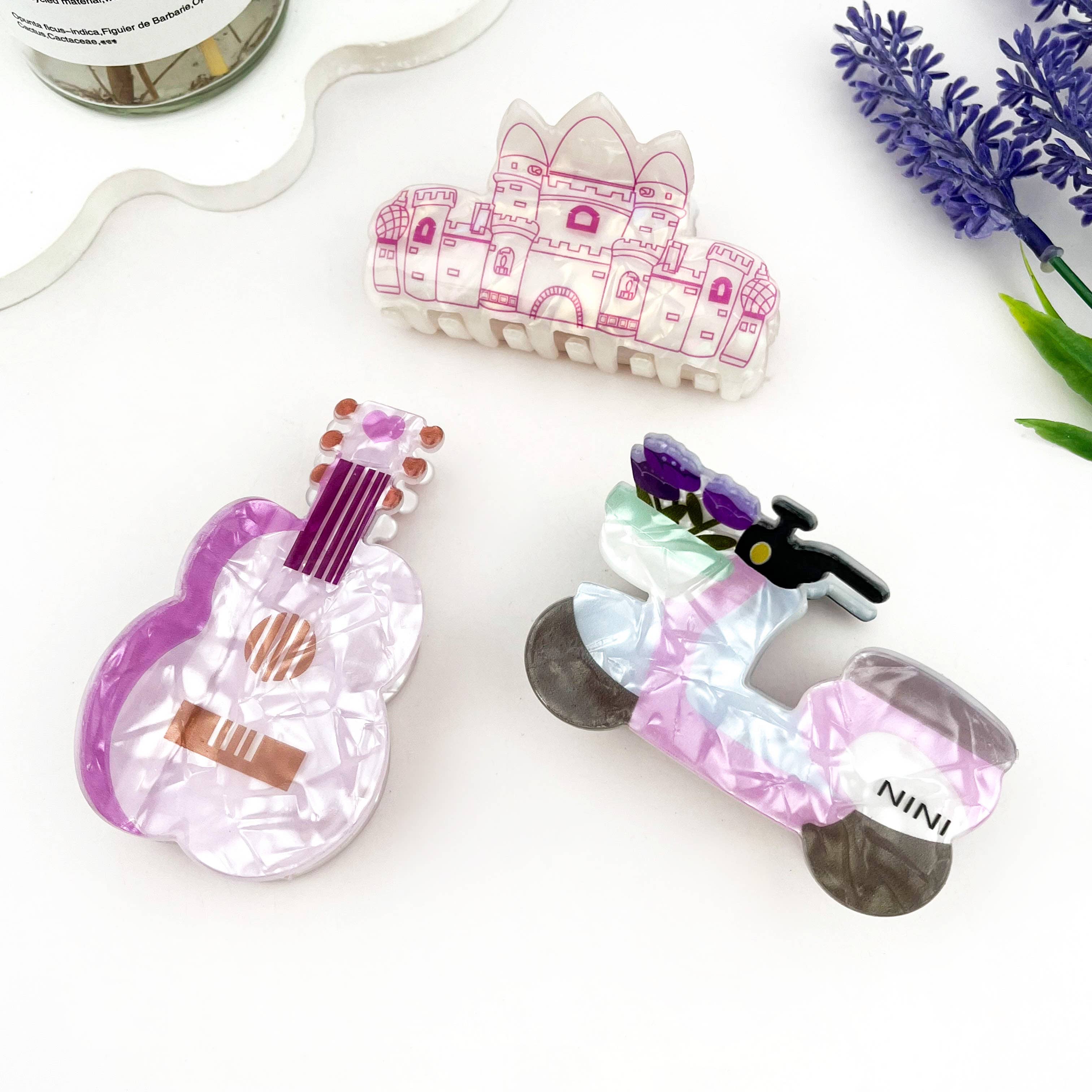 mildstyles - Wholesale Hair Clip - Women's - Palace Motorcycle Guitar Acrylic Printed Hair Claw Clip5