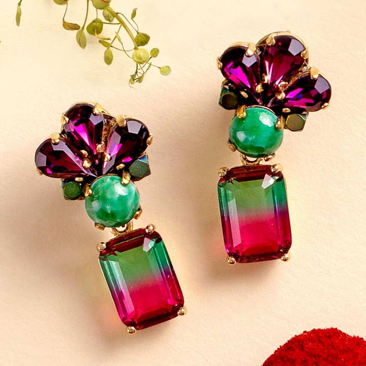 Brincos Verdes de Plumeria por atacado de Susi di Re